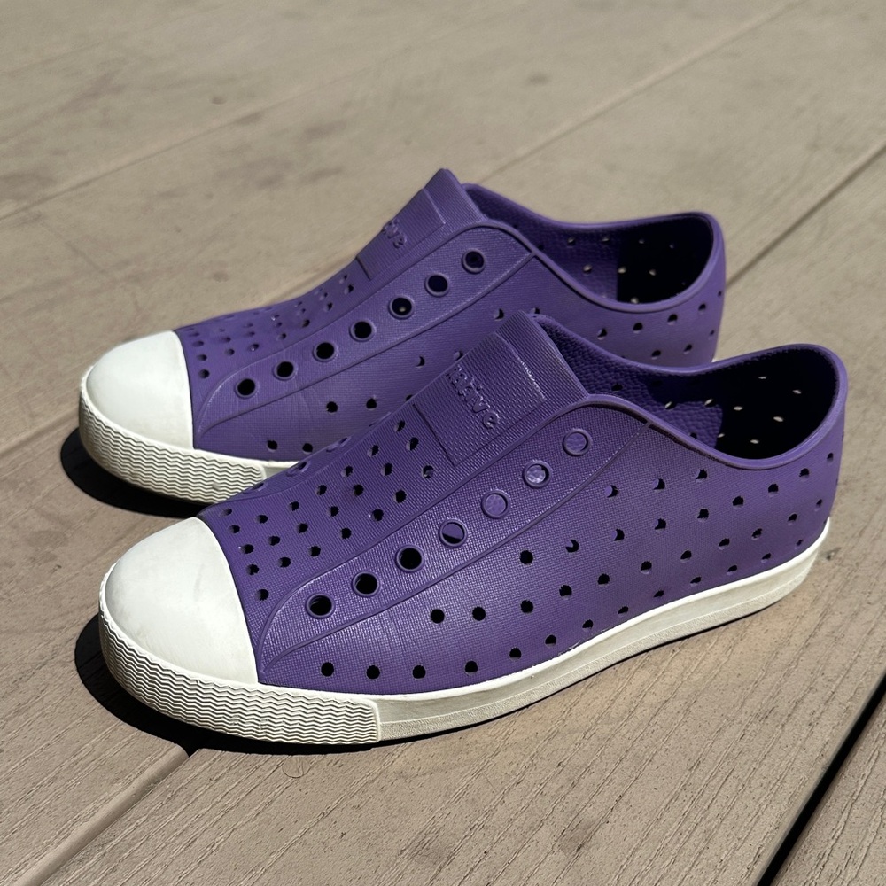 Native Shoes Kids Purple Slip-On Sneakers with White Toe